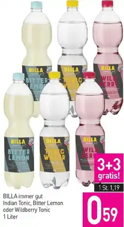 Sutterlüty BILLA immer gut Indian Tonic Bitter Lemon oder Wildberry Tonic Angebot