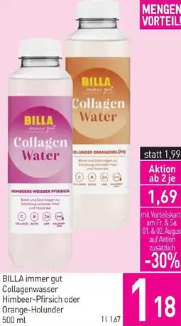 Sutterlüty BILLA immer gut Collagenwasser Himbeer-Pfirsich oder Orange-Holunder Angebot