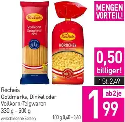 Sutterlüty Recheis Goldmarke Dinkel oder Vollkorn-Teigwaren Angebot