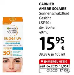 dm Garnier ambre solaire sonnenschutzfluid gesicht lsf 50+ div. sorten Angebot