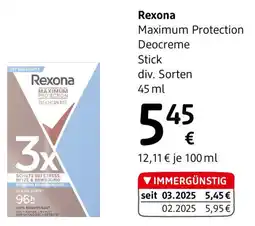 dm Rexona Maximum Protection Deocreme Stickdiv. Sorten Angebot