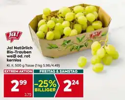 Billa Ja! Natürlich Bio-Trauben weiß od. rot kernlos Angebot