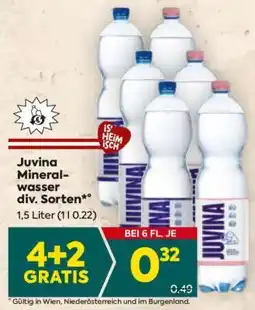 Billa Juvina Mineralwasser div. Sorten Angebot