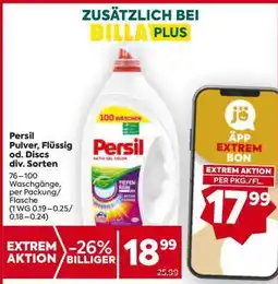 Billa Persil Pulver, Flüssig od. Discs div. Sorten Angebot