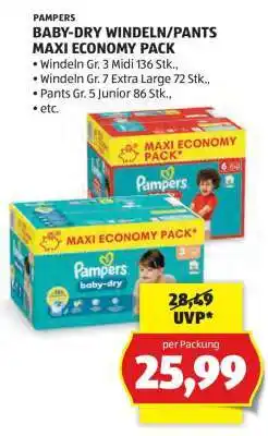 Hofer PAMPERS BABY-DRY WINDELN/PANTS MAXI ECONOMY PACK Angebot