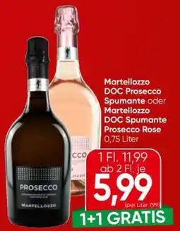 Eurospar Martellozzo DOC Prosecco Spumante oder Martellozzo DOC Spumante Prosecco Rosé Angebot