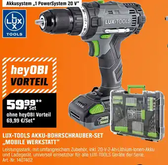 OBI Lux-tools akku-bohrschrauber-set ,,mobile werkstatt" Angebot