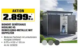 OBI Biohort gerätehaus highline h5 dunkelgrau-metallic mit Angebot