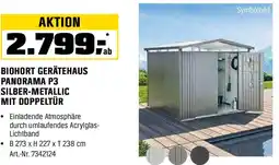 OBI Biohort gerätehaus panorama p3 silber-metallic mit doppeltür Angebot