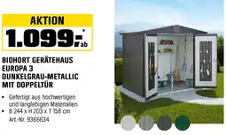 OBI Biohort gerätehaus europa 3 dunkelgrau-metallic mit doppeltür Angebot