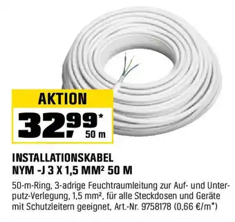 OBI Installationskabel nym -j 3 x 1,5 mm² 50 m Angebot