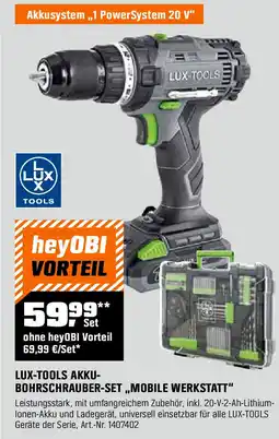 OBI Lux-tools akku- bohrschrauber-set,,mobile werkstatt" Angebot