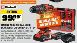 OBI Einhell akku-schlag-bohr- schrauber,,te-cd 18/40 li-1 +64 Angebot