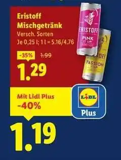 Lidl Eristoff Mischgetränk Angebot
