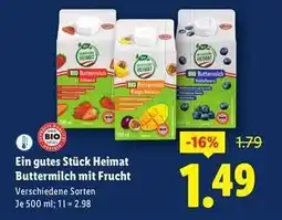 Lidl Ein gutes Stück Heimat Buttermilch mit Frucht Angebot