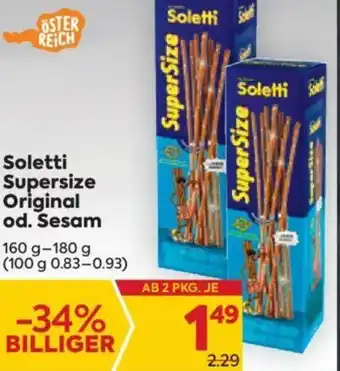 Billa Soletti Supersize Original Od. Sesam 160-180g Angebot