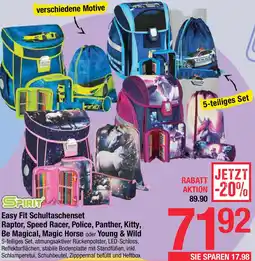 Maximarkt SPIRIT Easy Fit Schultaschenset Raptor, Speed Racer, Police, Panther, Kitty, Be Magical, Magic Horse oder Young & Wild Angebot