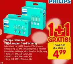 Interspar Philips Filament LED-Lampen 3er-Packung Angebot