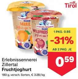 MPreis Erlebnissennerei Zillertal Fruchtjoghurt Angebot