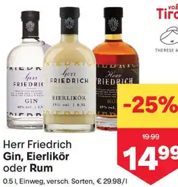 MPreis Herr Friedrich Gin Eierlikör oder Rum Angebot