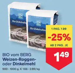MPreis BIO vom BERG Weizen-Roggen- oder Dinkelmehl Angebot