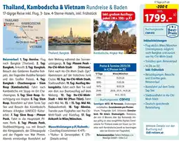 Lidl Reisen Thailand, Kambodscha & Vietnam Rundreise & Baden Angebot