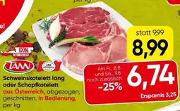 Spar Schweinsschnitzel lang oder Schopkotelett Angebot