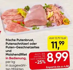 Spar frische Putenbrust, Putenschnitzerl oder Puten-Geschnetzeltes und Maishendlfilet Angebot