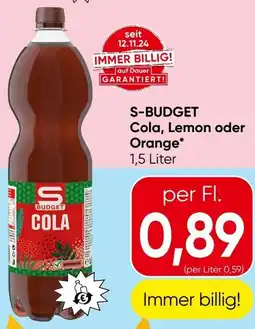 Spar S-BUDGET Cola, Lemon oder Orange Angebot
