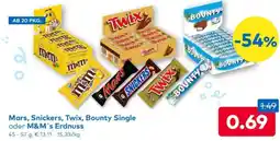 T&G Mars Snickers Twix Bounty Single oder M&M's Erdnuss Angebot