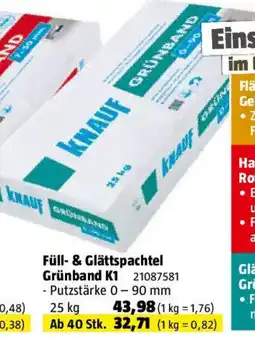 Bauhaus Knauf Füll- & Glättspachtel Grünband K1 Angebot