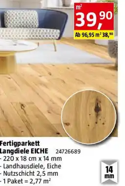 Bauhaus Fertigparkett Langdiele EICHE Angebot
