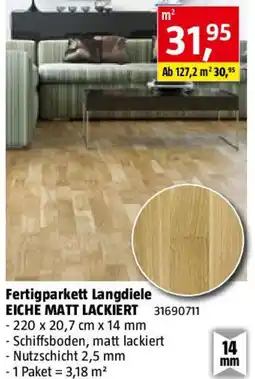Bauhaus Fertigparkett Langdiele EICHE MATT LACKIERT Angebot