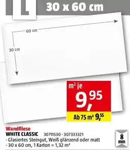 Bauhaus Wandfliese WHITE CLASSIC Angebot