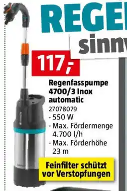 Bauhaus Gardena Regenfasspumpe 4700/2 inox automatic Angebot