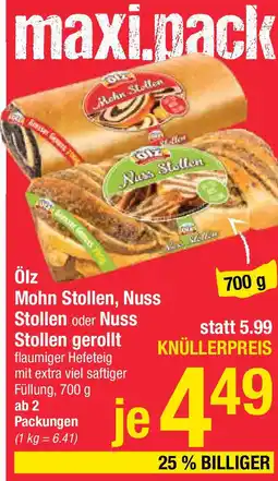 Maximarkt Ölz Mohn Stollen Nuss Stollen oder Nuss Stollen gerollt Angebot