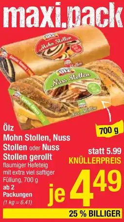 Maximarkt Ölz Mohn Stollen, Nuss Stollen oder Nuss Stollen gerollt Angebot
