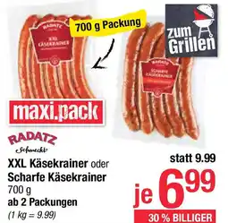 Maximarkt XXL Käsekrainer oder Scharfe Käsekrainer Angebot