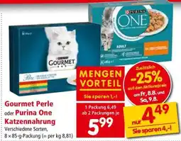 Interspar Gourmet Perle oder Purina One Katzennahrung Angebot