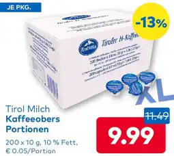 T&G Tirol Milch Kaffeeobers Portionen Angebot