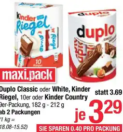 Maximarkt Duplo Classic oder White Kinder Riegel Angebot