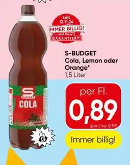 Spar S-BUDGET Cola, Lemon oder Orange Angebot