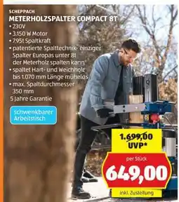 Hofer SCHEPPACH METERHOLZSPALTER COMPACT 8T Angebot