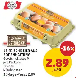 PENNY 15 frische eier aus bodenhaltung Angebot