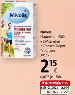 dm Mivolis Magnesium 500 + B-Vitamine 2-Phasen Depot Tabletten Angebot