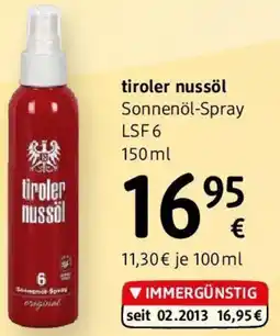 dm tiroler nussöl Sonnenöl Spray LSF 6 Angebot
