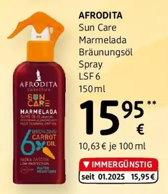 dm Afrodita Sun Care Marmelada Bräunungsöl Spray LSF 6 Angebot