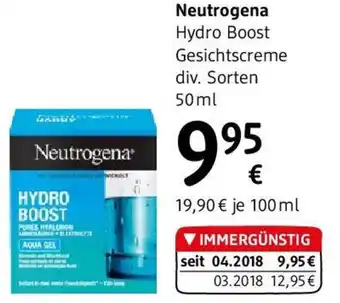 dm Neutrogena Hydro Boost Gesichtscreme div. Sorten Angebot