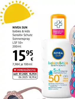 dm NIVEA SUN babies & kids Sensitiv Schutz Sonnenspray LSF 50+ Angebot