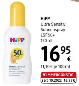 dm HiPP Ultra Sensitiv Sonnenspray LSF 50+ Angebot